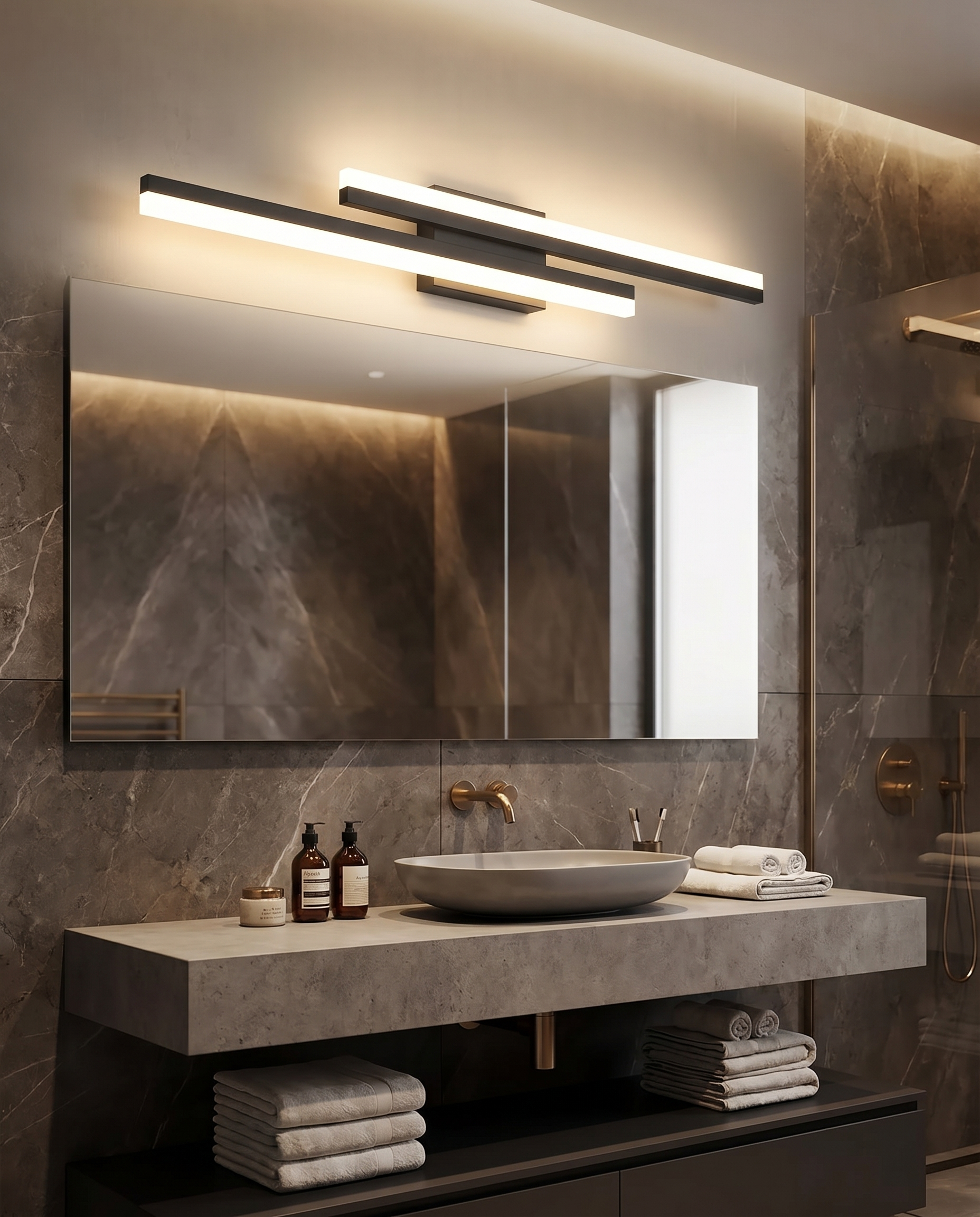 Orla Asymmetric LED Bathroom Vanity Light Bar, Dual-Tube, 3-Color Temperature
