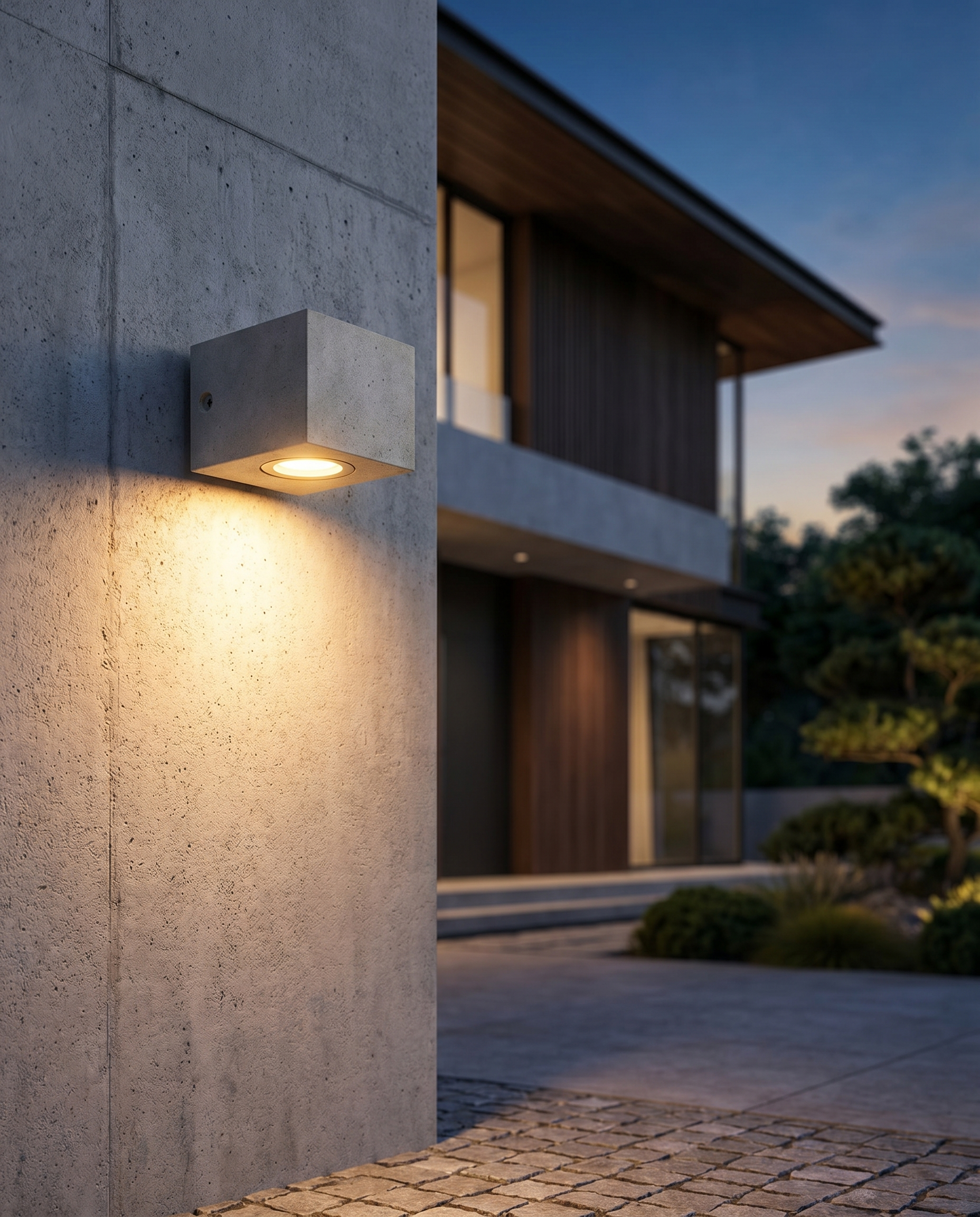 Basalt Outdoor Concrete-Style LED Wall Light, Waterproof, Rectangular & Round