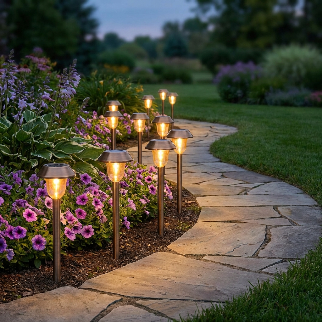 Solene Solar Pathway Lights, Warm White, Waterproof, 8-Pack