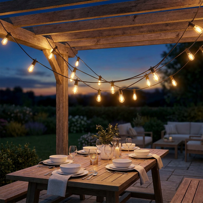 Milo Outdoor String Lights, Cafe-Style Shatterproof Edison Bulbs, Waterproof