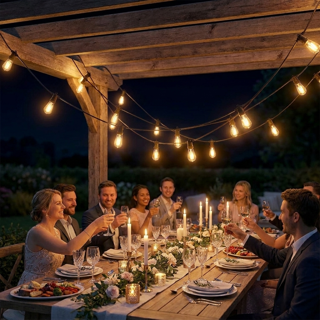 Milo Outdoor String Lights, Cafe-Style Shatterproof Edison Bulbs, Waterproof