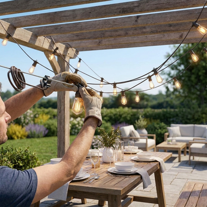 Milo Outdoor String Lights, Cafe-Style Shatterproof Edison Bulbs, Waterproof