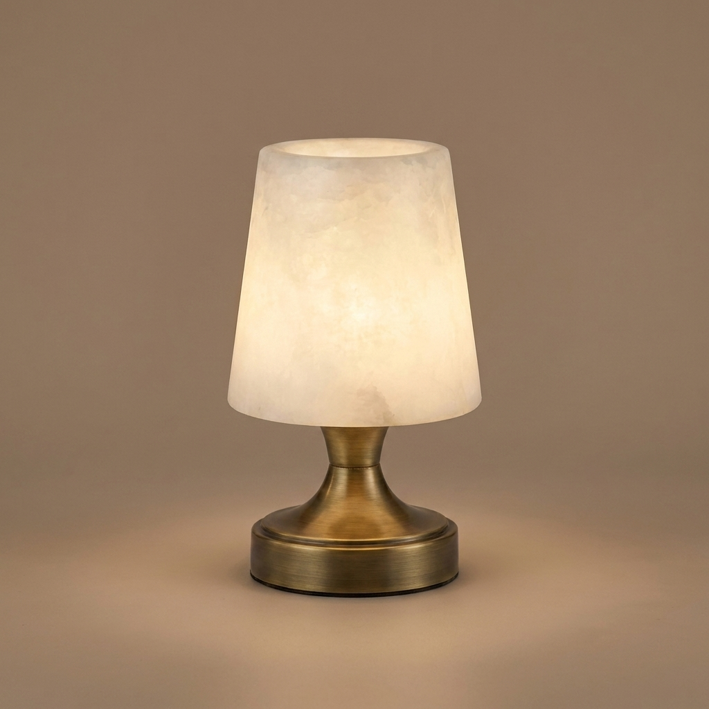 Wisp Cordless Alabaster Mini Table Lamp, Rechargeable, Touch Dimmable
