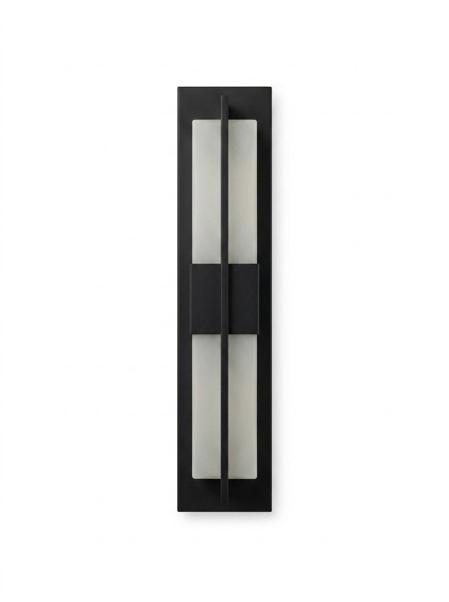 Corbin Outdoor Wall Light, Vertical Sconce, IP65 Waterproof, Black & Gold Acrylic Diffuser