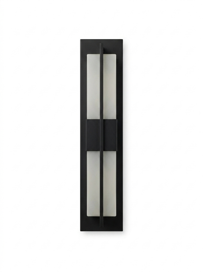 Corbin Outdoor Wall Light, Vertical Sconce, IP65 Waterproof, Black & Gold Acrylic Diffuser