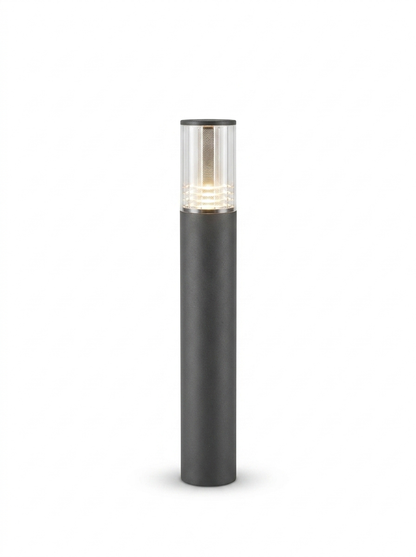 Weston Outdoor LED Post Light, Cylinder Garden Pillar Design, Reeded Shade, Waterproof