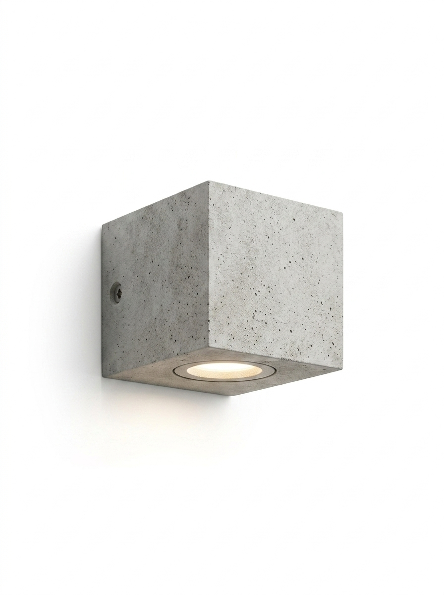 Basalt Outdoor Concrete-Style LED Wall Light, Waterproof, Rectangular & Round