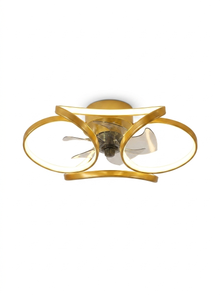 Corolla Ceiling Fan with Light, Sculptural LED Ring, Flush Mount, Dimmable Warm White
