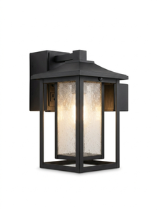 Harlow Outdoor Lantern, Dusk-to-Dawn Wall-Mount, Built-In GFCI Outlets, IP44