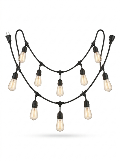 Milo Outdoor String Lights, Cafe-Style Shatterproof Edison Bulbs, Waterproof