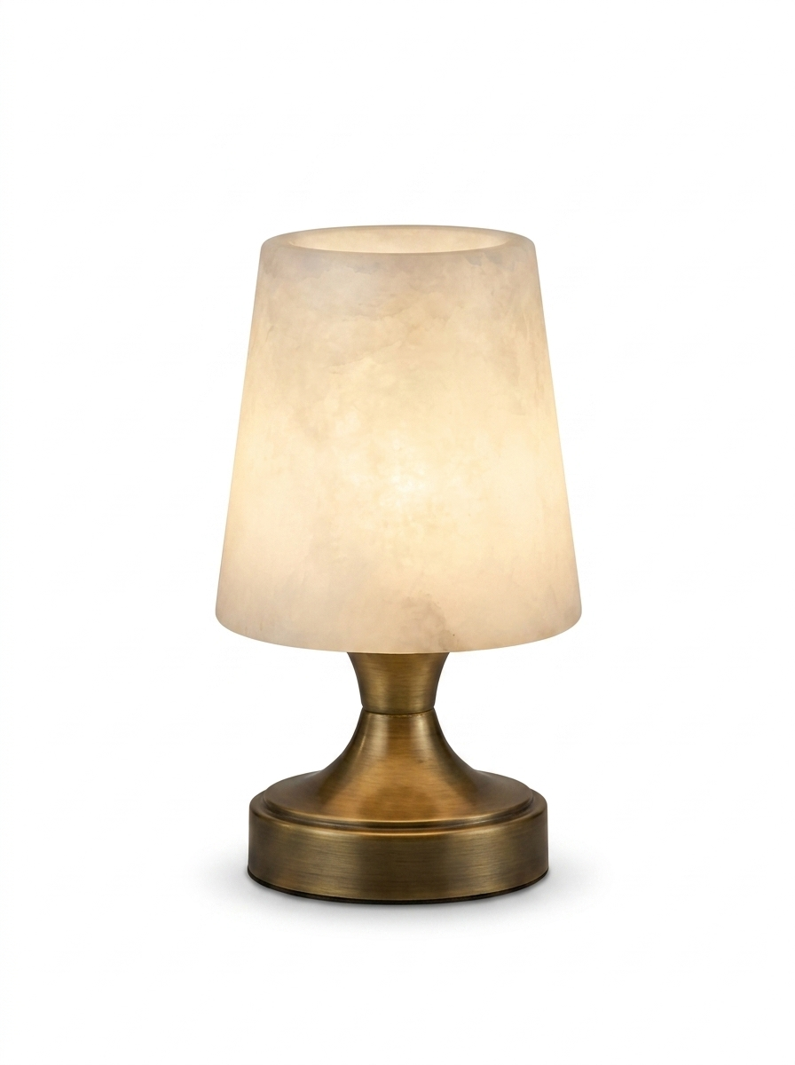 Wisp Cordless Alabaster Mini Table Lamp, Rechargeable, Touch Dimmable