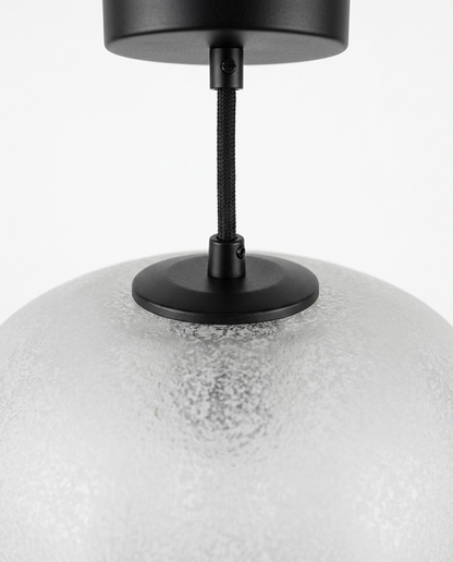 Runa Outdoor Pendant Lantern, Frosted Opal Glass, Matte-Black Cord, Warm Ambient Glow