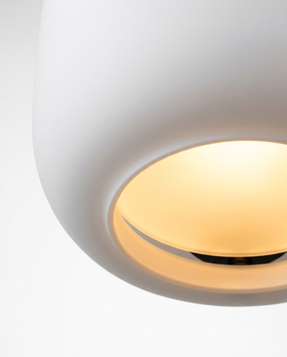 Runa Outdoor Pendant Lantern, Frosted Opal Glass, Matte-Black Cord, Warm Ambient Glow