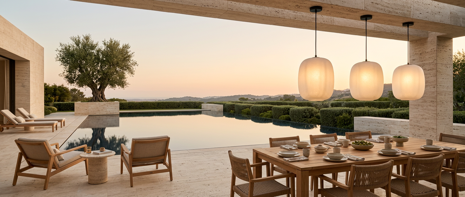 Runa Outdoor Pendant Lantern, Frosted Opal Glass, Matte-Black Cord, Warm Ambient Glow