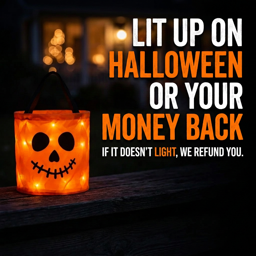 LED trick-or-treat bucket carry handle detail