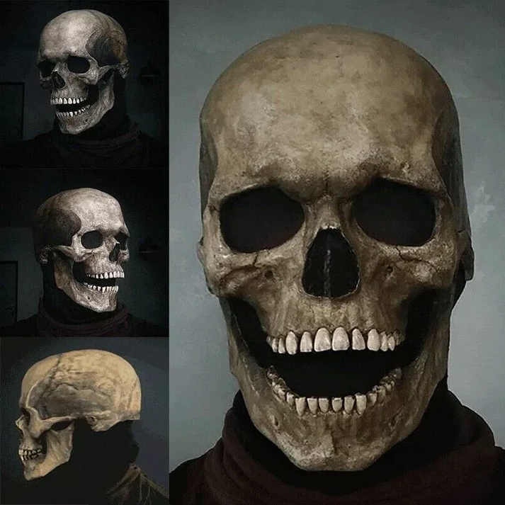 Movable jaw skull mask for Halloween costume wear