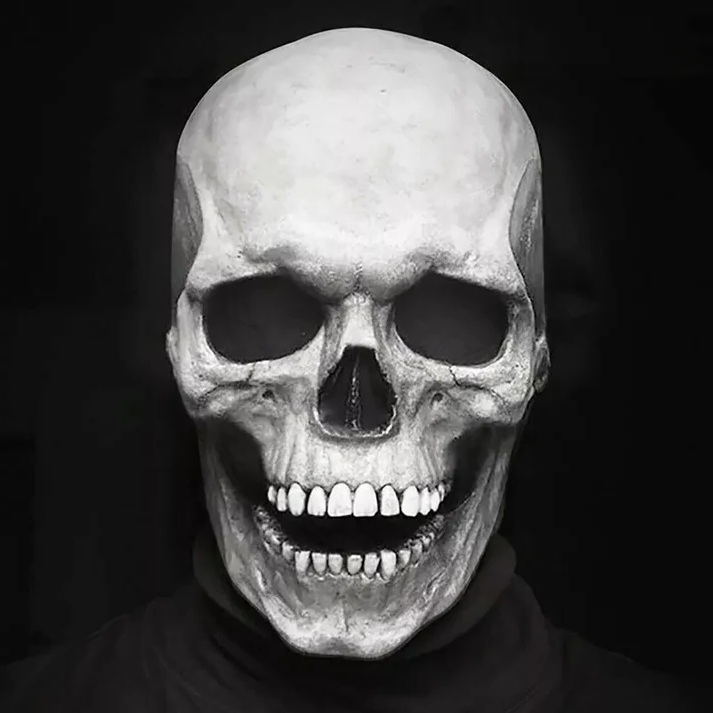 Skull mask showing the sculpted bone detail across the cranium