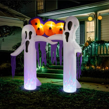 Inflatable Halloween archway walk-through entrance in a front yard