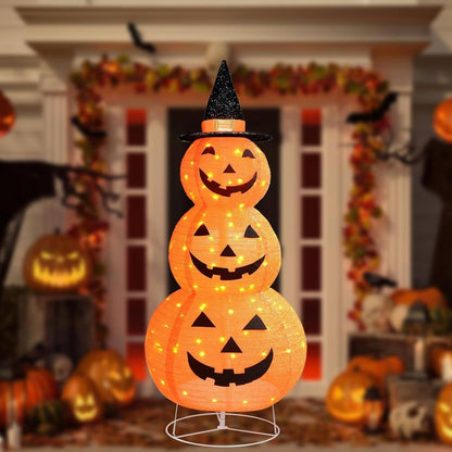 Light-up pumpkin decoration collapsed for storage
