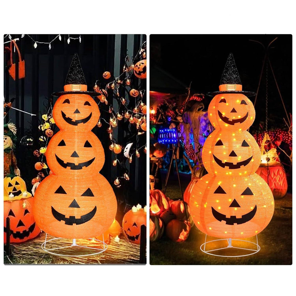 Halloween pumpkin decoration displayed in a yard