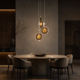 Aurum Gold Pendant Light, Gold Leaf Glass Disc Fixture, Dimmable LED, Dining Room & Foyer