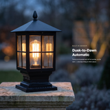 Ironwood solar pillar light - built-in dusk-to-dawn sensor