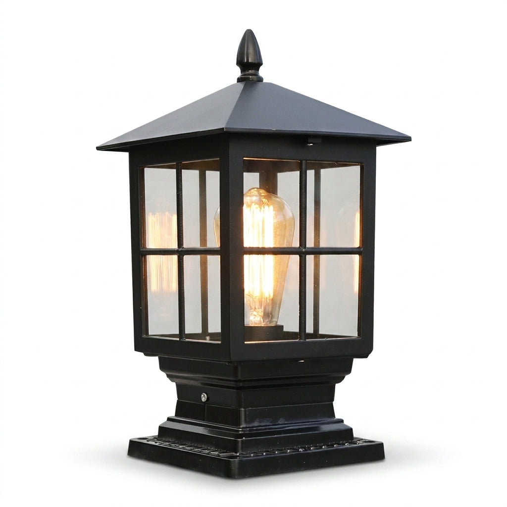 Ironwood solar pillar light - clean, lit