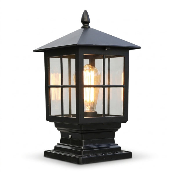 Ironwood Solar Outdoor Post Light, Traditional Black, Dusk-to-Dawn Pillar