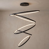 Ivette ring chandelier close-up in black ash with 5 rings