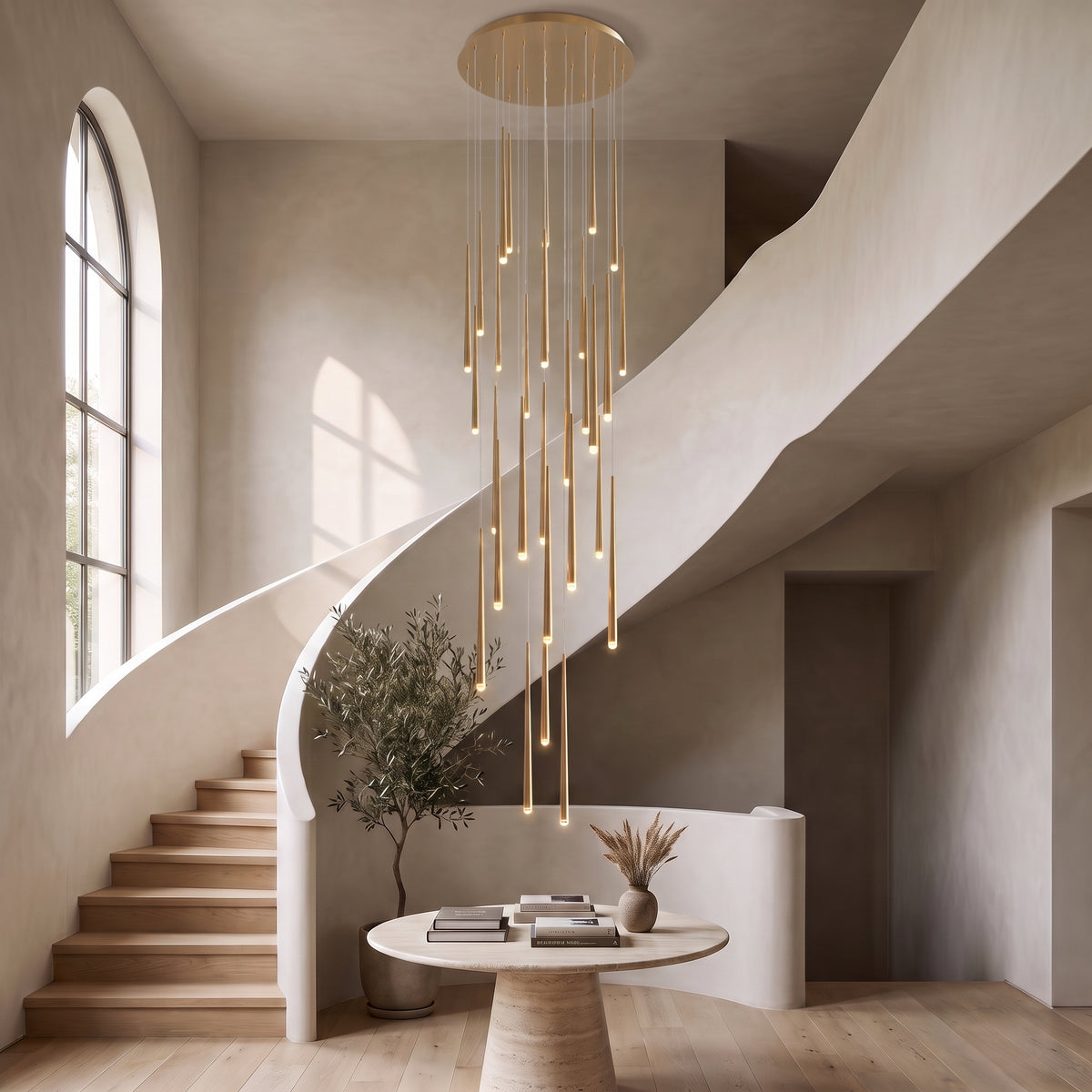 25-light version of the cascading chandelier at full drop