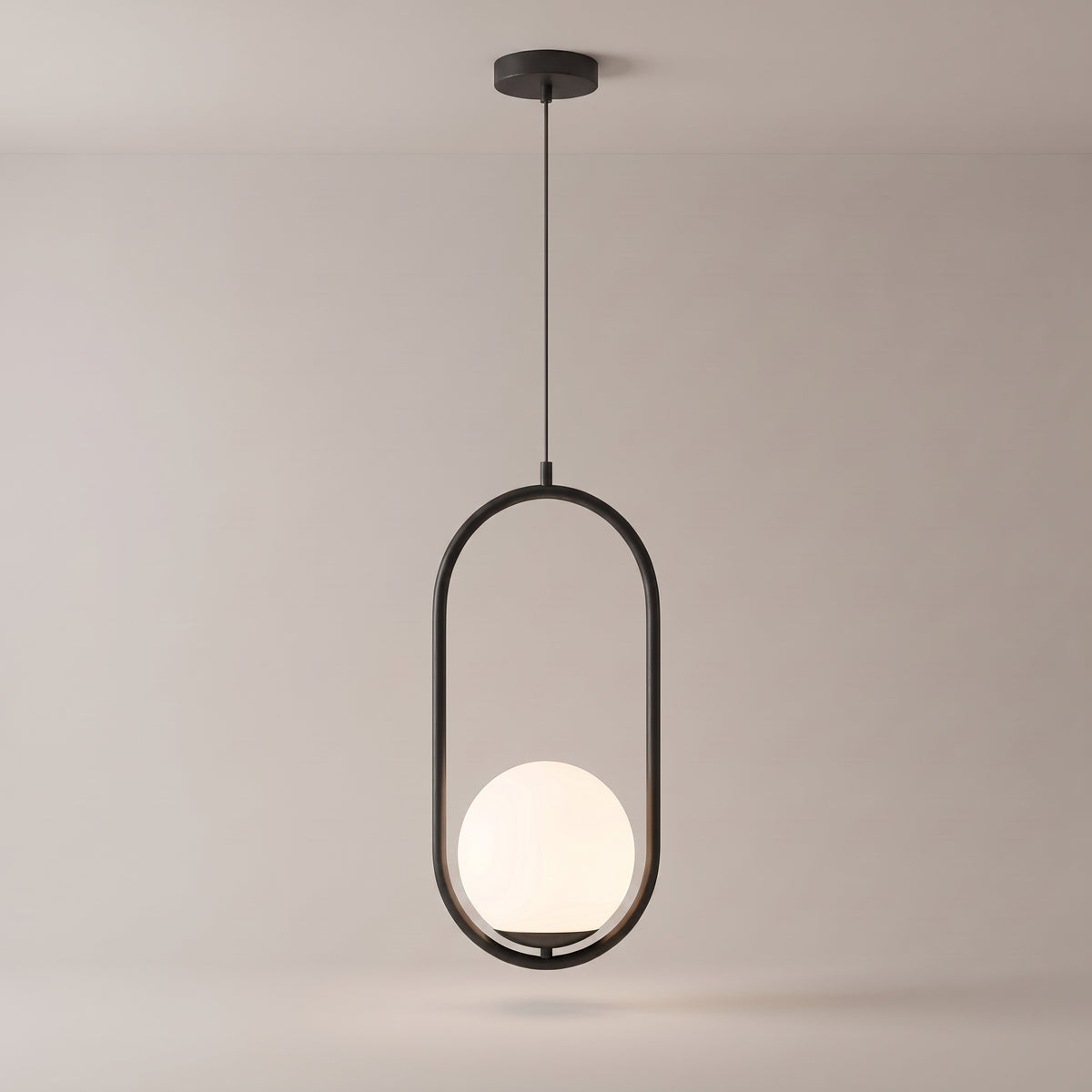 Opaline pendant in Black Ash finish on a grey studio background