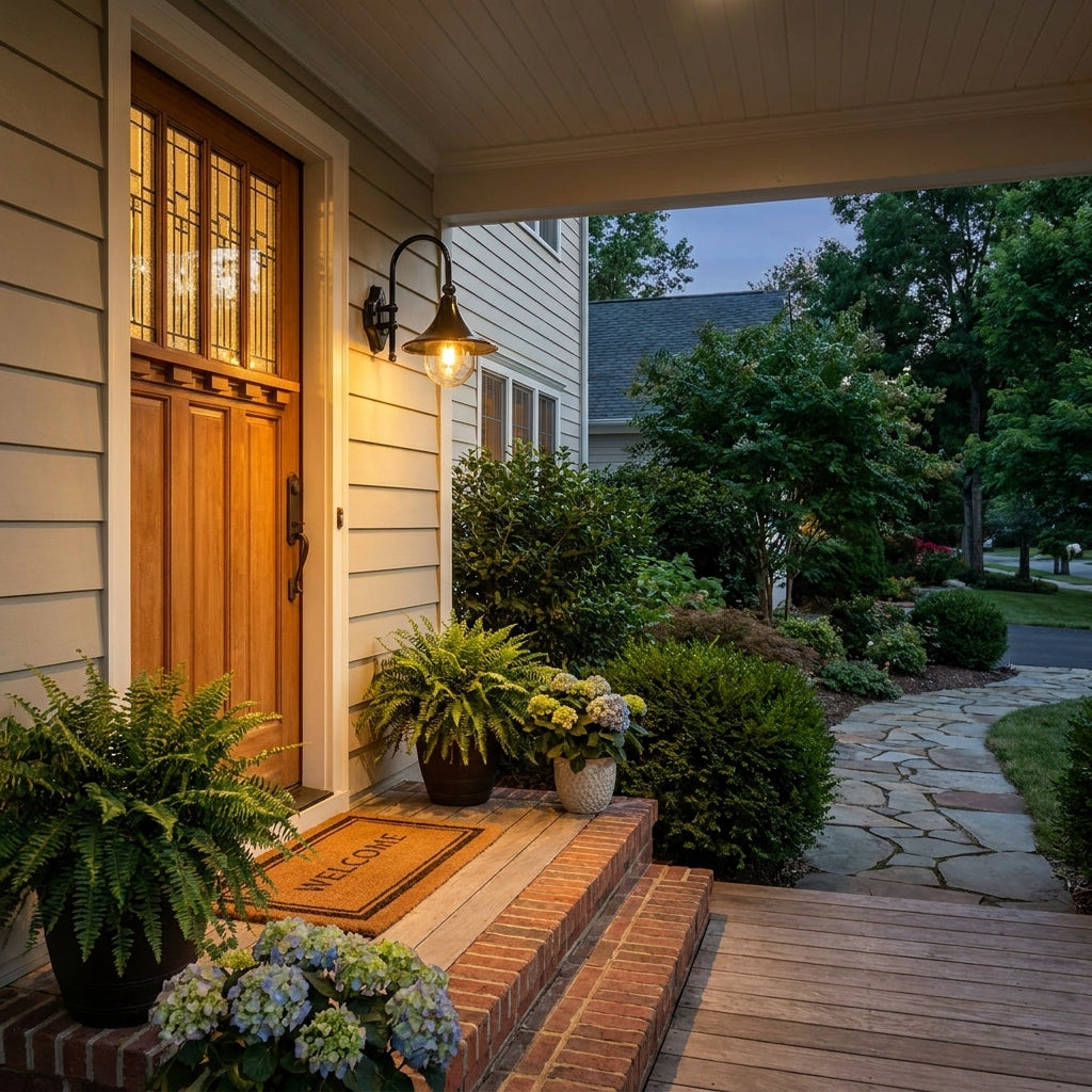 Kaze - US porch entrance at dusk