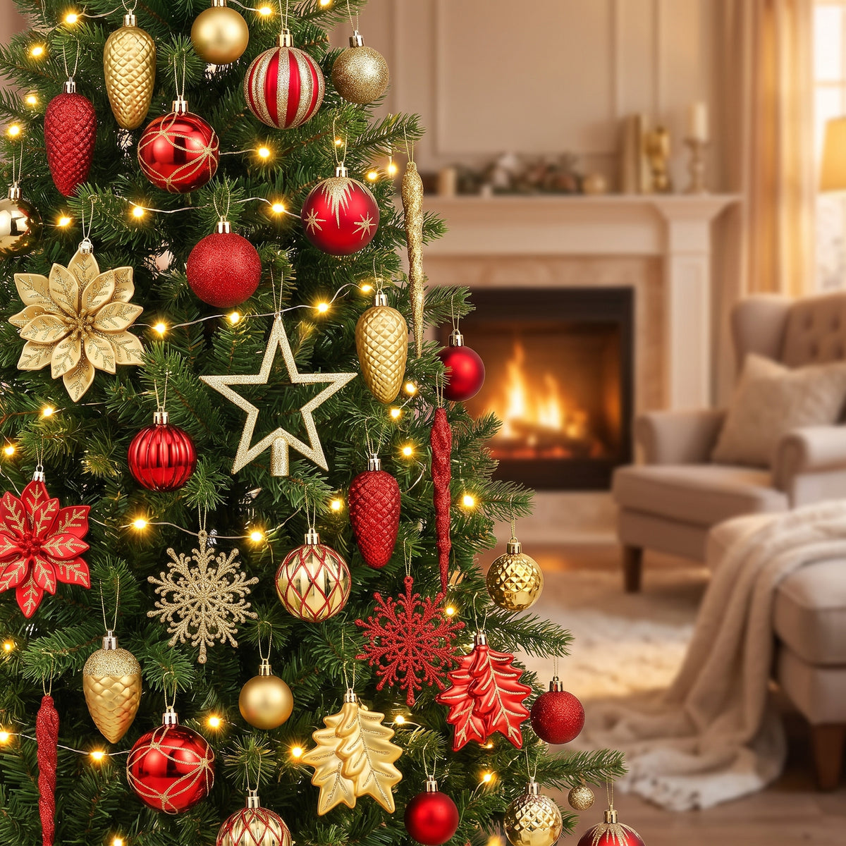 Christmas Ornaments Ball Set, 106 Colorful Shatterproof Baubles, Tree & Wedding Decor
