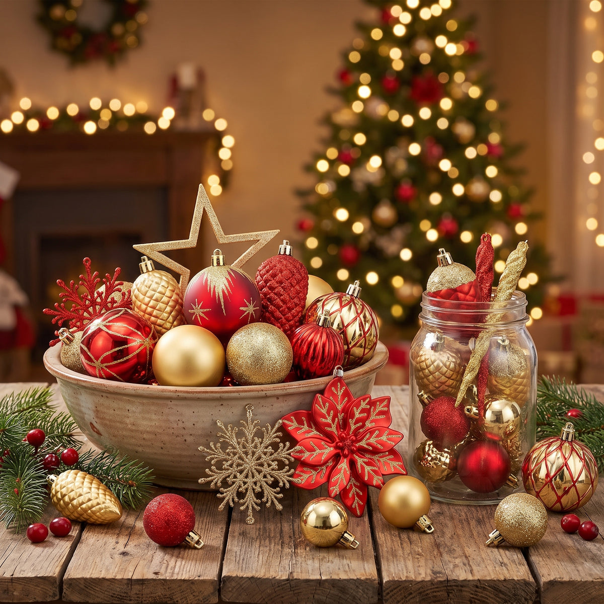 Christmas Ornaments Ball Set, 106 Colorful Shatterproof Baubles, Tree & Wedding Decor