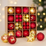 Christmas Tree Decorations, 44 Piece Hanging Ball Ornaments, Plastic Baubles, Xmas Party Decor