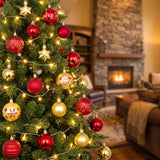 Christmas Tree Decorations, 44 Piece Hanging Ball Ornaments, Plastic Baubles, Xmas Party Decor