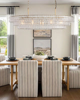 Vidra Oval Chandelier for Dining Room, Curved Glass & Steel, 54 or 65 Inch, Hardwired