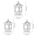 Aldwin Pillar Solar Light Lantern, Vintage Grid, Waterproof LED, Garden & Walkway Column