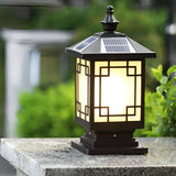 Aldwin Pillar Solar Light Lantern, Vintage Grid, Waterproof LED, Garden & Walkway Column