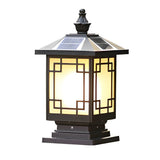 Aldwin Pillar Solar Light Lantern, Vintage Grid, Waterproof LED, Garden & Walkway Column