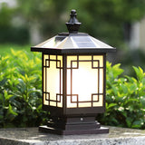 Aldwin Pillar Solar Light Lantern, Vintage Grid, Waterproof LED, Garden & Walkway Column