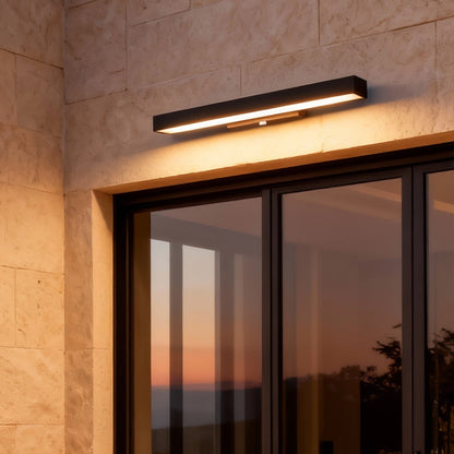 Ledger Outdoor Motion Sensor Wall Light, Linear LED, Black Rectangular, IP65 Waterproof