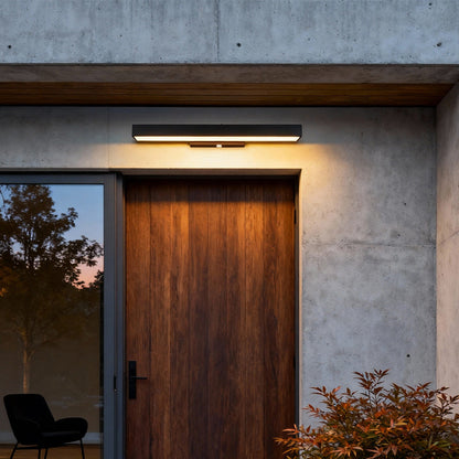 Ledger Outdoor Motion Sensor Wall Light, Linear LED, Black Rectangular, IP65 Waterproof
