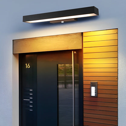 Ledger Outdoor Motion Sensor Wall Light, Linear LED, Black Rectangular, IP65 Waterproof