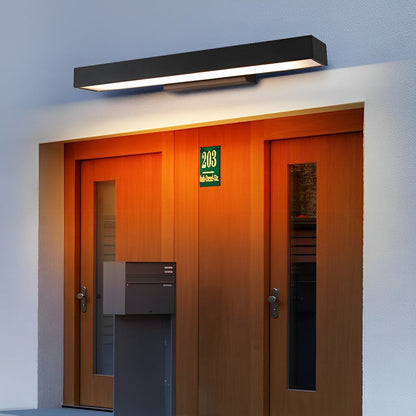 Ledger Outdoor Motion Sensor Wall Light, Linear LED, Black Rectangular, IP65 Waterproof