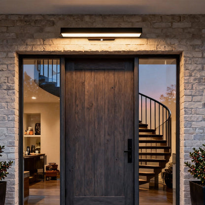 Ledger Outdoor Motion Sensor Wall Light, Linear LED, Black Rectangular, IP65 Waterproof