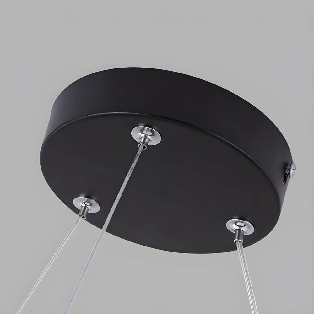 Detail view of the circular LED ring frame's slim profile