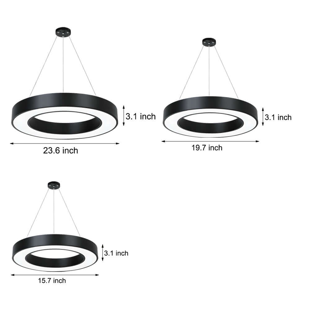 Dimension view of the circular LED ring pendant light