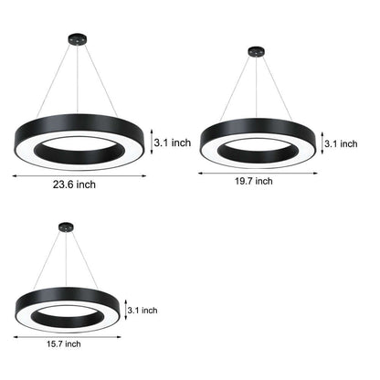 Dimension view of the circular LED ring pendant light