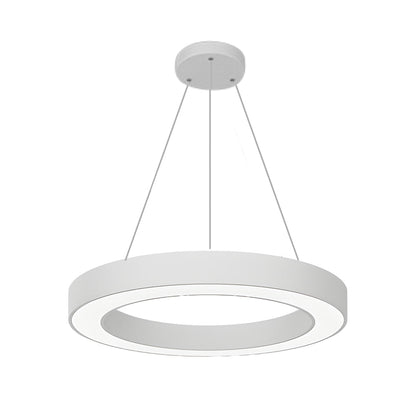 Energy-saving LED ring pendant light installed at home